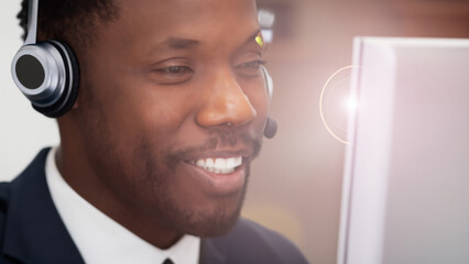 Customer Service Representative Wearing Headset