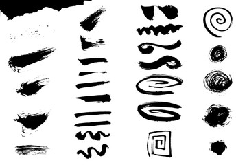 筆で書いた線セット　墨