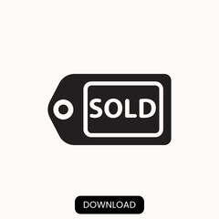 sold tag icon isolated on white background. Modern vector illustration.
