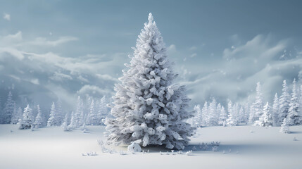 Christmas tree covered in snow