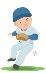 捕球する野手　野球