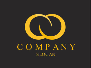 Obraz premium The United golden wedding ring iconin black bacground. Marriage and glans symbol. Logo consisted of N letter or S letter. Suitable