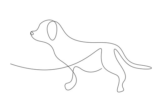  Dachshund dog continuous one line drawing. Isolated on white background vector illustration. Pro vector.