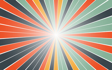 Retro background with rays vintage style. Colorful sunburst background.