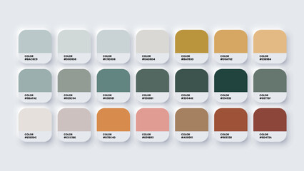 Color Palette, Color Swatches in RGB, HEX Colors, Pastel Colour in HEX Codes Catalog. Paint Colours Palette, Neutral Tones