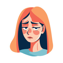 Young women with bad face