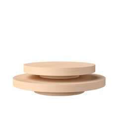 Round wooden Pedestal podium for product presentation isolated on transparent background Remove png, Clipping Path