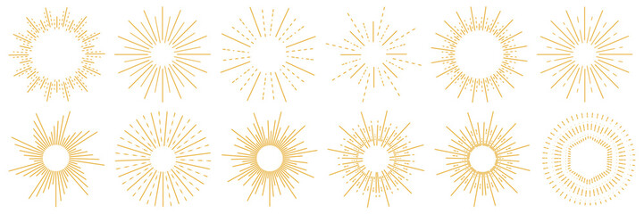 set of retro sunburst design elements