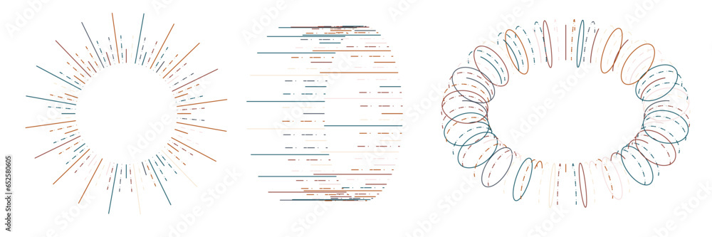 Poster set of vector graphics design elements. retro line art collection