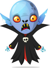 Cute cartoon vampire smiling. Vector illustration