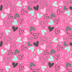Seamless pattern with hand drawn hearts.