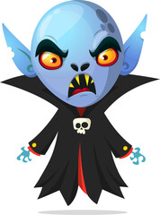 Cute cartoon vampire smiling. Vector illustration