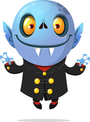 Cute cartoon vampire smiling. Vector illustration