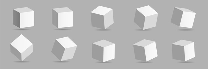 set of 3d cube different perspective. vector illustration