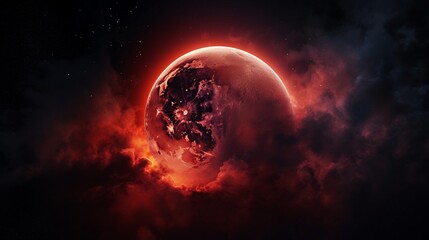 a space image capturing the serene beauty of an eclipsed moon in Earth's shadow