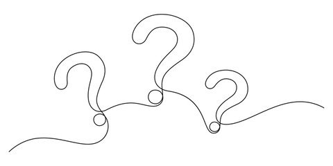 triple question marks one line minimalism illustration