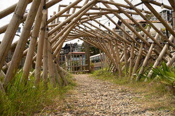 Tunnel made of bamboo It is the handiwork of Chonbot villagers.