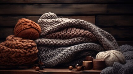 a textured background that captures the cozy, homely feel of knitted wool - obrazy, fototapety, plakaty