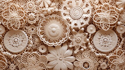 a textured background that resembles the fine, intricate patterns of lace doilies - obrazy, fototapety, plakaty