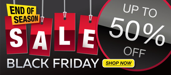 black friday sale banner layout design, vector illustration