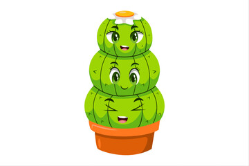 Cute Cactus Character Design Illustration