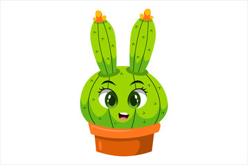 Cute Cactus Character Design Illustration