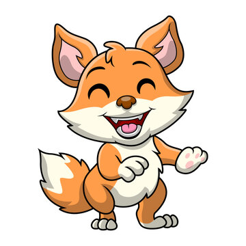 Cute fox cartoon on white background