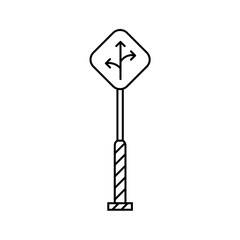Lane Split Road Sign Icon