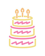 neon party birthday cake bright