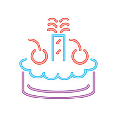 neon party birthday cake and fruit