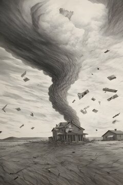 Nature Unleashed Pencil Sketch of Tornado's Wrath (Generated with Generative AI)




