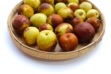 Fresh jujube fruit on white background