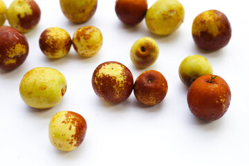 Fresh jujube fruit on white background