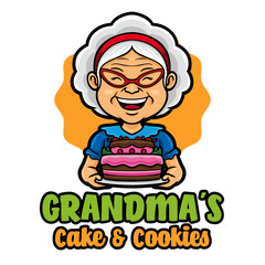 Grandma Cake Logo Mascot Template