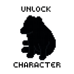 Illustration of character to be unlocked, pixel art