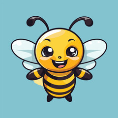 vector cute bee cartoon vector icon illustration