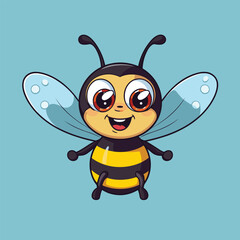 vector cute bee cartoon vector icon illustration