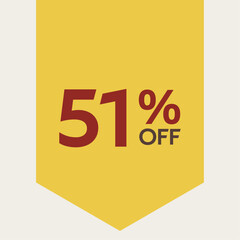 51% discount label. for sale. promotion. special offer promotion. discount percentage. vector flat design. fifty one percent