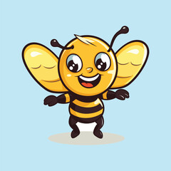 vector cute bee cartoon vector icon illustration