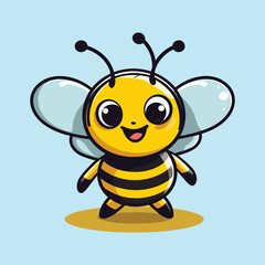 vector cute bee cartoon vector icon illustration