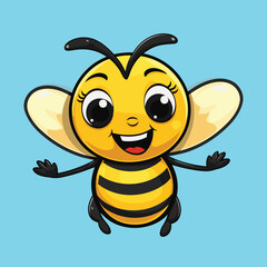 vector cute bee cartoon vector icon illustration