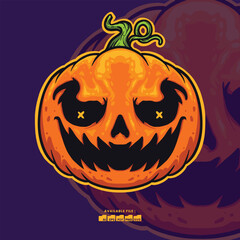 Scary Pumpkin Head Halloween Vector