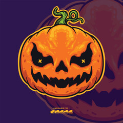 Fototapeta premium Scary Pumpkin Head Halloween Vector