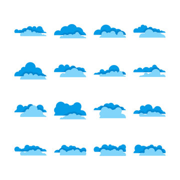 Vector Color Set of Different Clouds Illustration