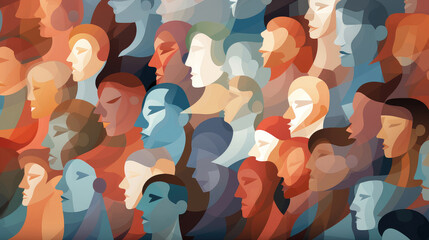 Illustration of human head profiles background