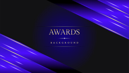 Golden blue purple award background. Jubilee night decorative invitation. Modern template luxury premium corporate abstract design. Template trophy banner certificate. Vector illustration.