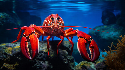 photo illustration of a lobster in an aquarium.generative ai - obrazy, fototapety, plakaty