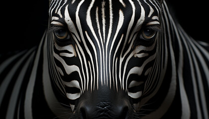 Fototapeta na wymiar Zebra, striped elegance, beauty in nature, animal markings, symmetry generated by AI