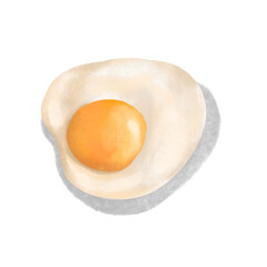 Watercolor hand drawn breakfast illustration.Fired egg