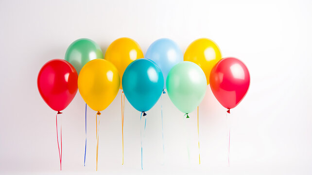 White Background with Colorful Balloons for Children Party